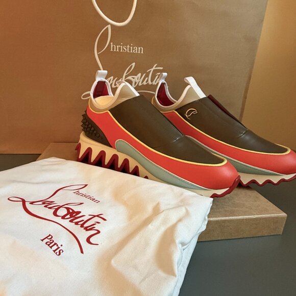 Christian Louboutin 1240429 Men's Sharkyloub SP Spikes Leather Sneakers, 43 45 - Picture 4 of 16